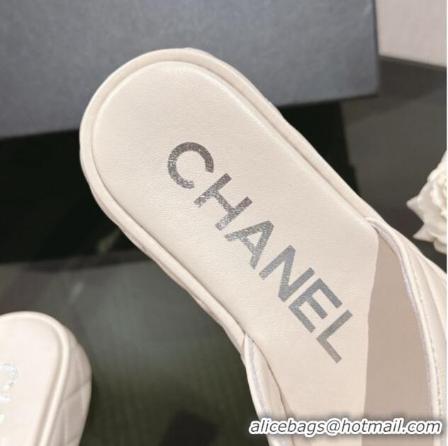 Hot Style Chanel Chevron Lambskin Platform Thong Slides Sandal 4.5cm Pale Grey 0102135