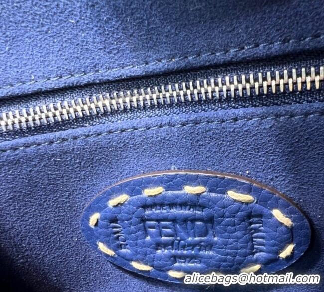 Top Design Fendi Peekaboo Mini Bag with Topstitches in Romano Leather 8BN244 Blue 2025