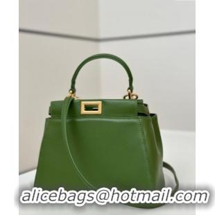 Super Quality Fendi Peekaboo Mini Bag in Soft Lambskin 8383 Green 2025