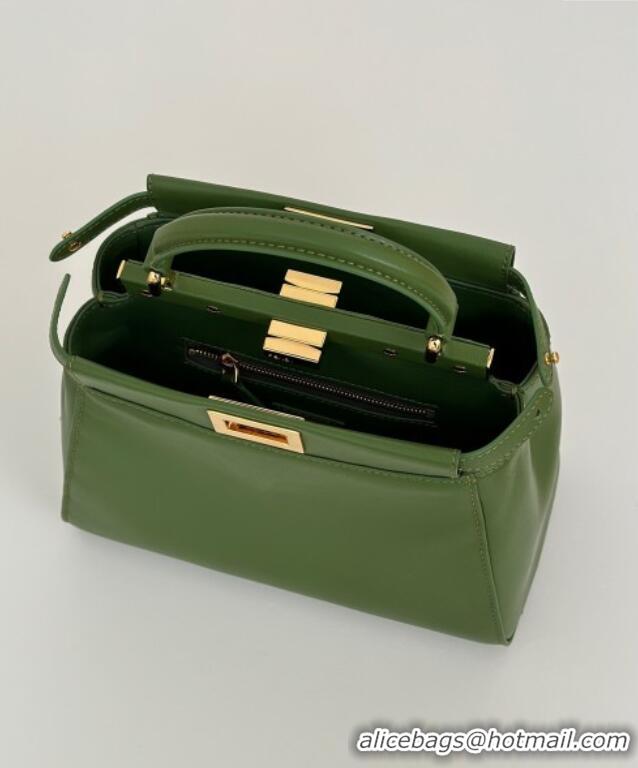 Super Quality Fendi Peekaboo Mini Bag in Soft Lambskin 8383 Green 2025