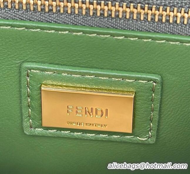 Super Quality Fendi Peekaboo Mini Bag in Soft Lambskin 8383 Green 2025