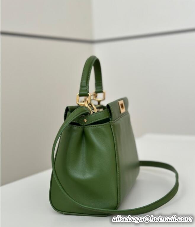 Super Quality Fendi Peekaboo Mini Bag in Soft Lambskin 8383 Green 2025