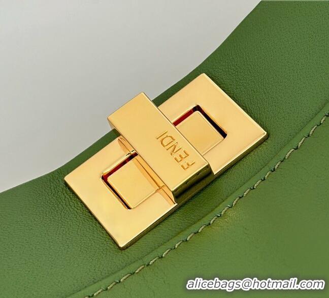 Super Quality Fendi Peekaboo Mini Bag in Soft Lambskin 8383 Green 2025