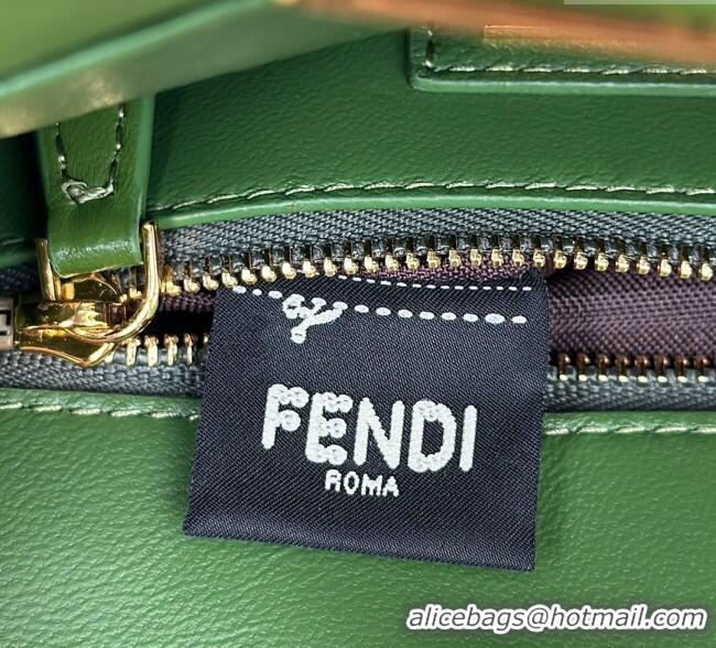 Super Quality Fendi Peekaboo Mini Bag in Soft Lambskin 8383 Green 2025