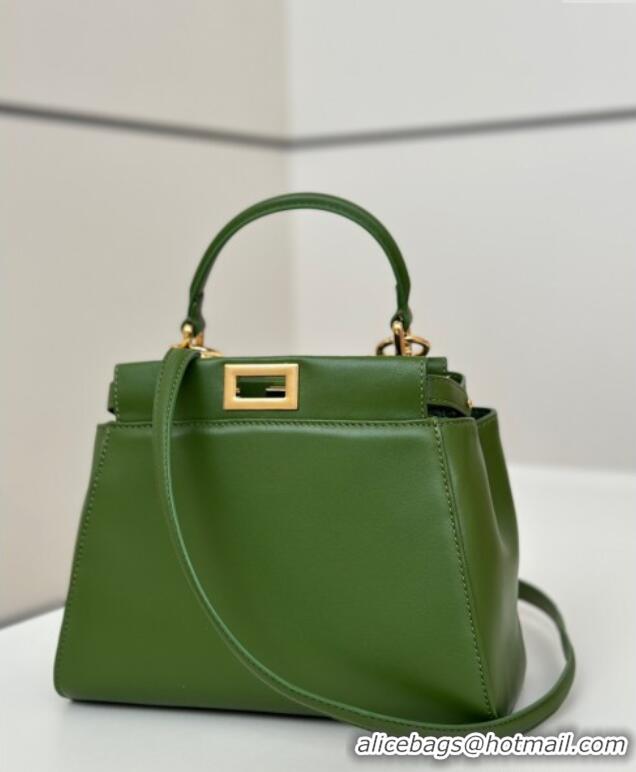 Super Quality Fendi Peekaboo Mini Bag in Soft Lambskin 8383 Green 2025