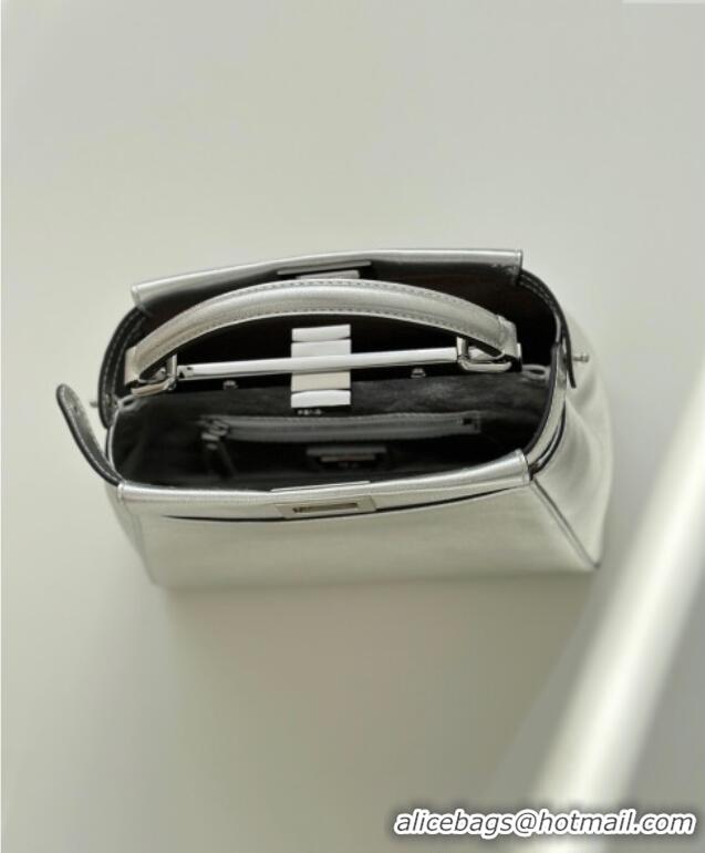 Luxury Discount Fendi Peekaboo Mini Bag in Soft Calfskin 2590 Silver 2025