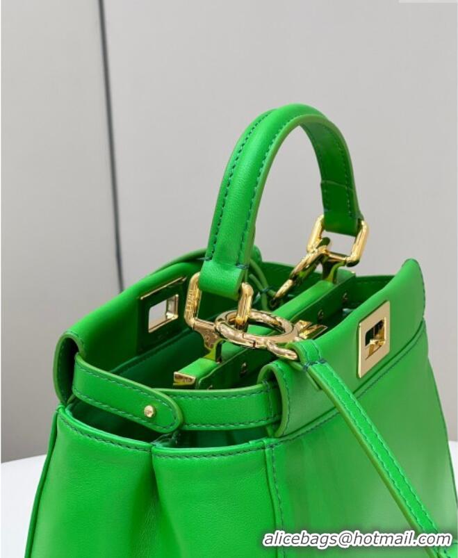 Grade Quality Fendi Peekaboo Mini Bag in Soft Lambskin 2590 Apple Green 2025