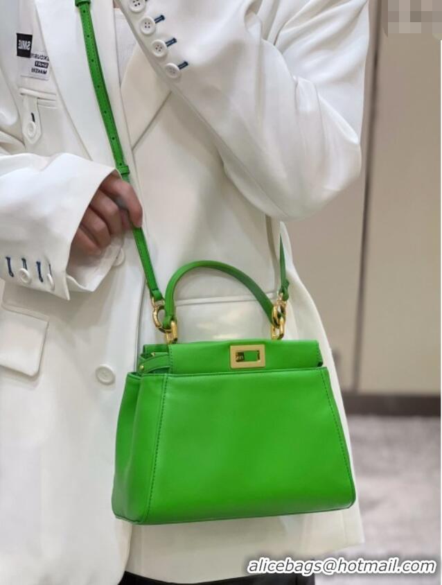 Grade Quality Fendi Peekaboo Mini Bag in Soft Lambskin 2590 Apple Green 2025