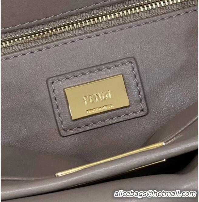 Pretty Style Fendi Peekaboo Mini Bag in Soft Lambskin 2590 Grey 2025