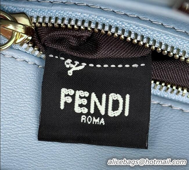 Top Design Fendi Peekaboo Mini Bag in Soft Lambskin 8315 Light Blue 2025