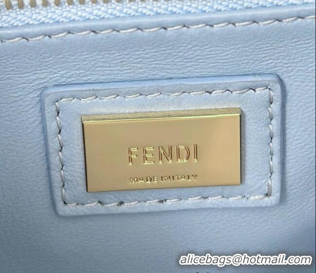 Top Design Fendi Peekaboo Mini Bag in Soft Lambskin 8315 Light Blue 2025