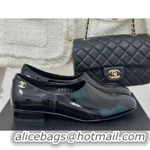 Good Quality Chanel Patent Calfskin Loafers Flat Black Upper 0103039