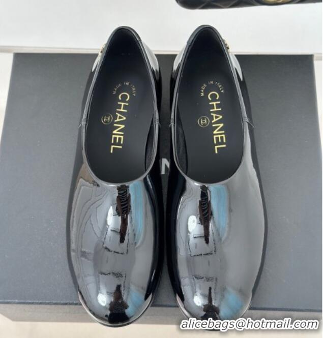 Good Quality Chanel Patent Calfskin Loafers Flat Black Upper 0103039