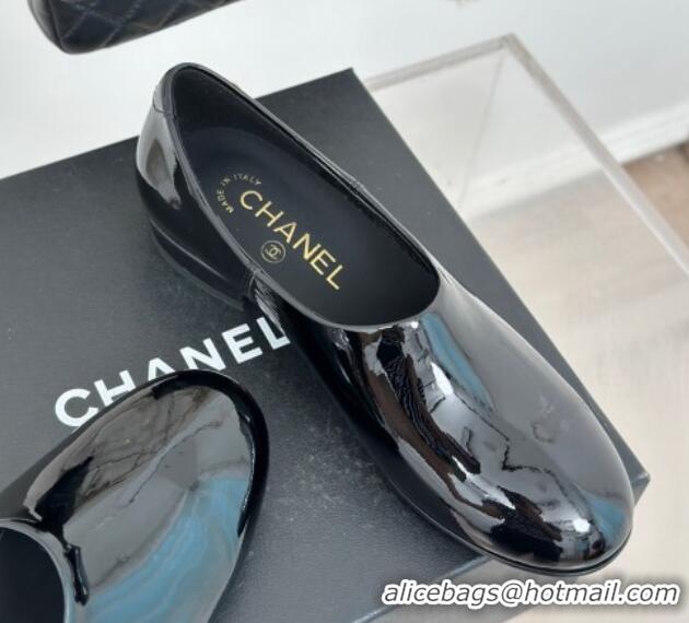 Good Quality Chanel Patent Calfskin Loafers Flat Black Upper 0103039