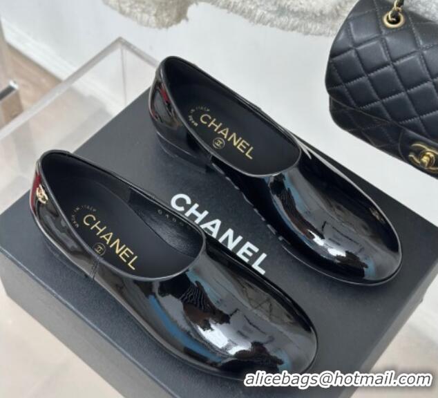 Good Quality Chanel Patent Calfskin Loafers Flat Black Upper 0103039