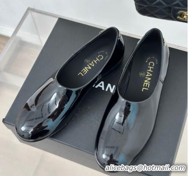 Good Quality Chanel Patent Calfskin Loafers Flat Black Upper 0103039