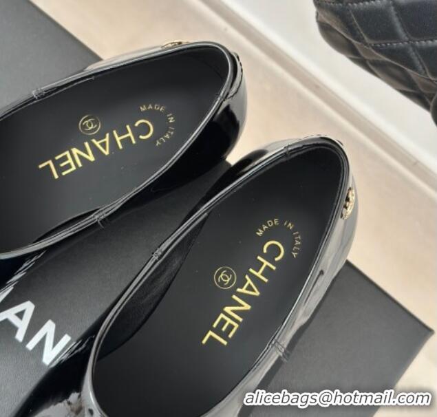 Good Quality Chanel Patent Calfskin Loafers Flat Black Upper 0103039