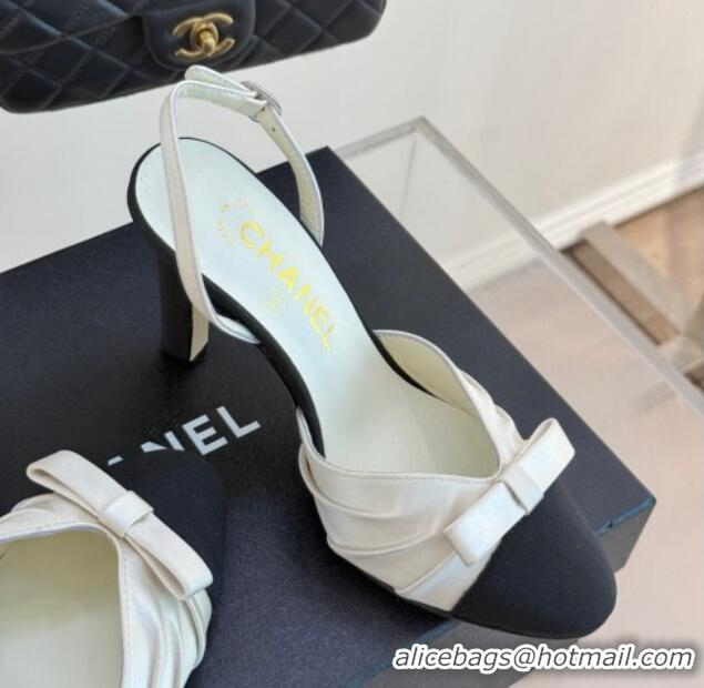 Best Price Chanel Satin & Grosgrain Slingback Pumps 9cm Pink 0103053