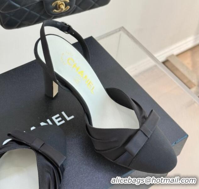 Purchase Chanel Satin & Grosgrain Slingback Pumps 9cm Black 0103055