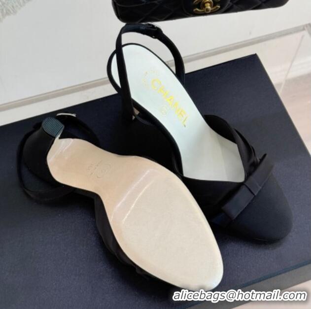 Purchase Chanel Satin & Grosgrain Slingback Pumps 9cm Black 0103055