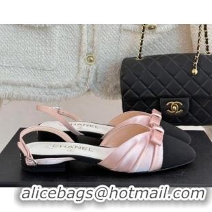 Buy Luxury Chanel Satin & Grosgrain Slingbacks Flat Pink 0103056