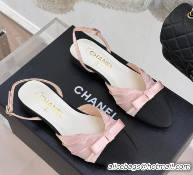 Buy Luxury Chanel Satin & Grosgrain Slingbacks Flat Pink 0103056