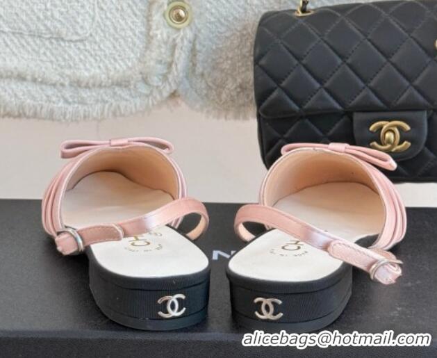 Buy Luxury Chanel Satin & Grosgrain Slingbacks Flat Pink 0103056