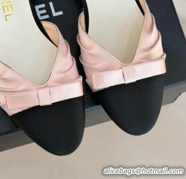 Buy Luxury Chanel Satin & Grosgrain Slingbacks Flat Pink 0103056