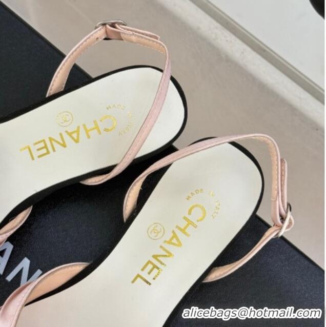 Buy Luxury Chanel Satin & Grosgrain Slingbacks Flat Pink 0103056