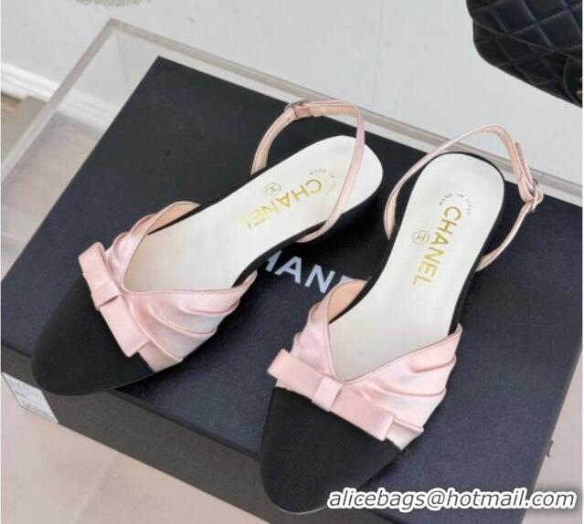 Buy Luxury Chanel Satin & Grosgrain Slingbacks Flat Pink 0103056