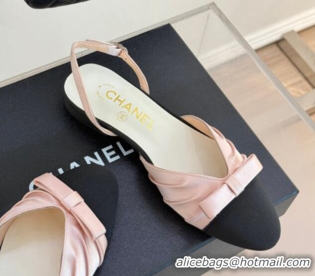 Buy Luxury Chanel Satin & Grosgrain Slingbacks Flat Pink 0103056