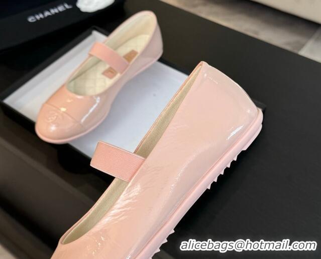 Most Popular Chanel Lambskin Mary Janes Ballet Flat Light Pink 0103068