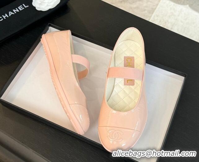 Most Popular Chanel Lambskin Mary Janes Ballet Flat Light Pink 0103068