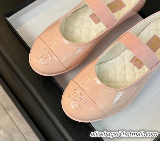 Most Popular Chanel Lambskin Mary Janes Ballet Flat Light Pink 0103068