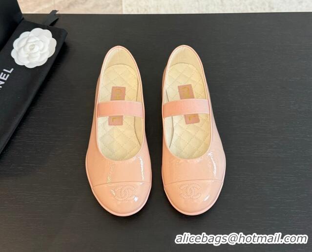 Most Popular Chanel Lambskin Mary Janes Ballet Flat Light Pink 0103068