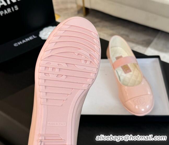 Most Popular Chanel Lambskin Mary Janes Ballet Flat Light Pink 0103068