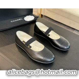 Purchase Chanel Lambskin Mary Janes Ballet Flat Black 0103069