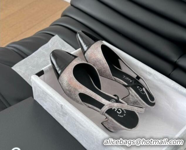 Good Product Chanel Bleached Leather & Patent Calfskin Slingback Pumps 6.5cm 0103094