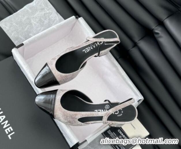 Good Product Chanel Bleached Leather & Patent Calfskin Slingback Pumps 6.5cm 0103094