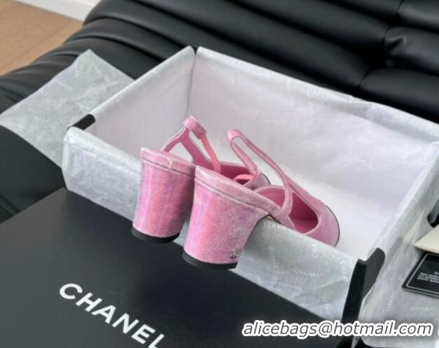 Sumptuous Chanel Bleached Leather & Patent Calfskin Slingback Pumps 6.5cm G31318 Pink 0103101