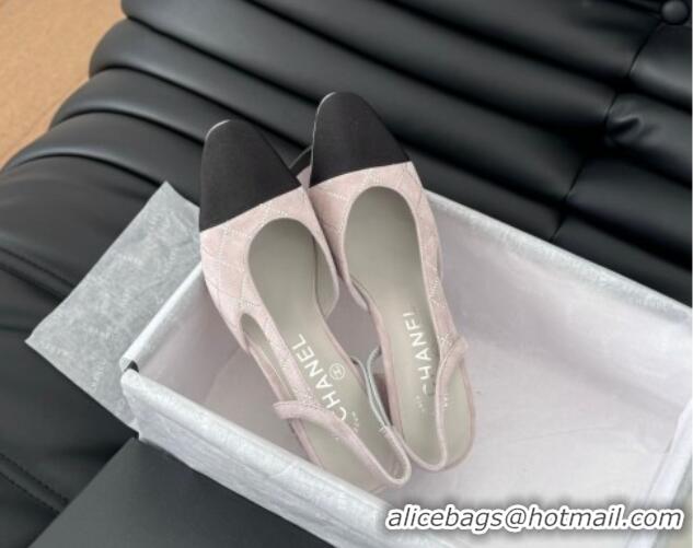 Unique Style Chanel Quilted Suede & Grosgrain Slingback Pumps 6.5cm with Studs G31318 Light Grey 0103083