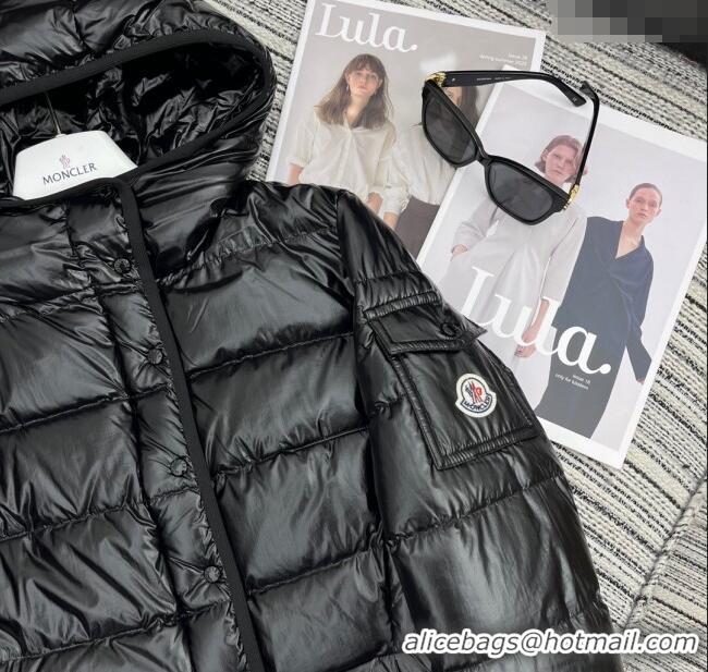 Buy Discount Moncler Hoodie Down Jacket 1219 Black 2024