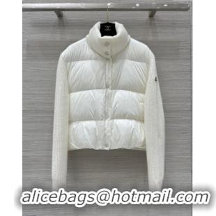 Discount Inexpensive Moncler Knit and Down Jacket 1219 White 2024