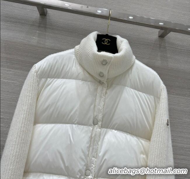 Discount Inexpensive Moncler Knit and Down Jacket 1219 White 2024