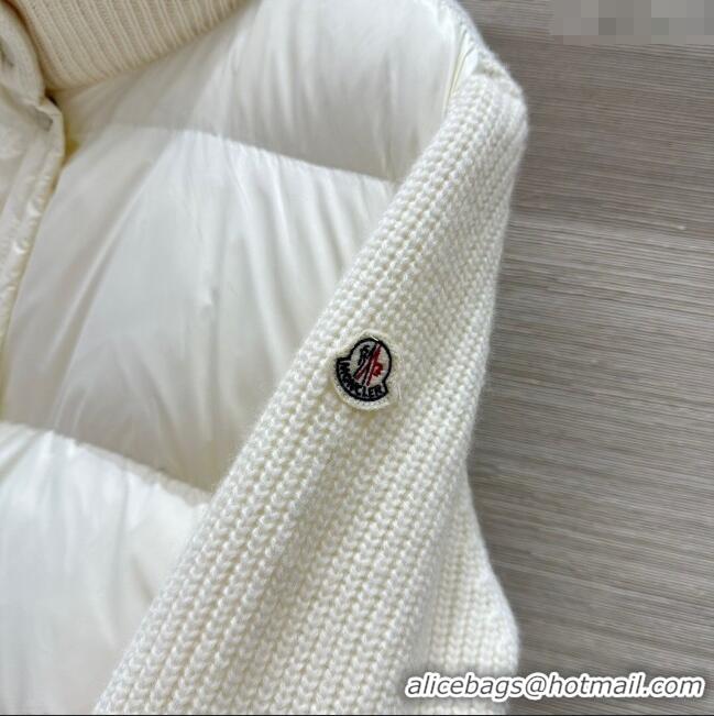 Discount Inexpensive Moncler Knit and Down Jacket 1219 White 2024