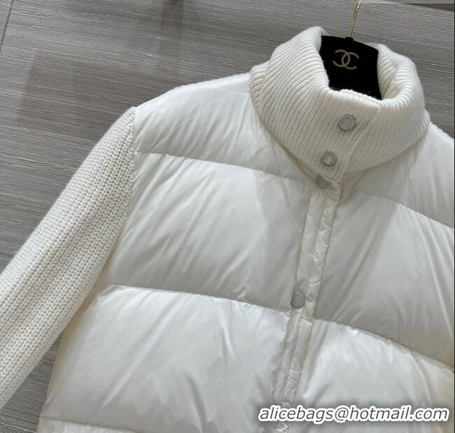 Discount Inexpensive Moncler Knit and Down Jacket 1219 White 2024