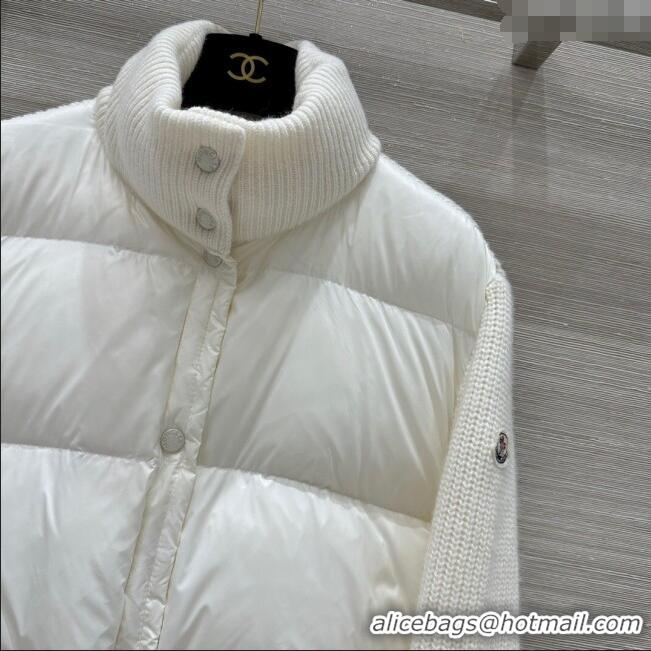 Discount Inexpensive Moncler Knit and Down Jacket 1219 White 2024