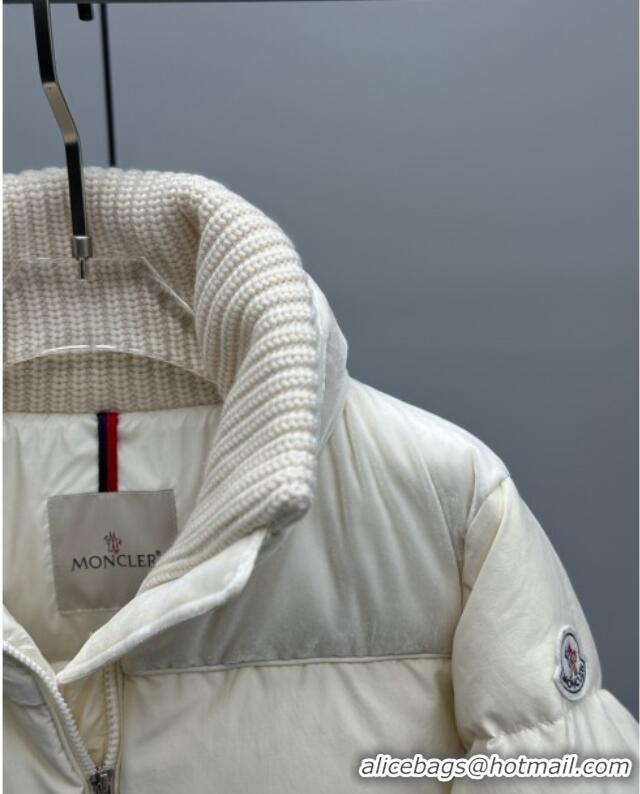 Good Taste Moncler White Down Jacket with Knit Collar 1219 White 2024