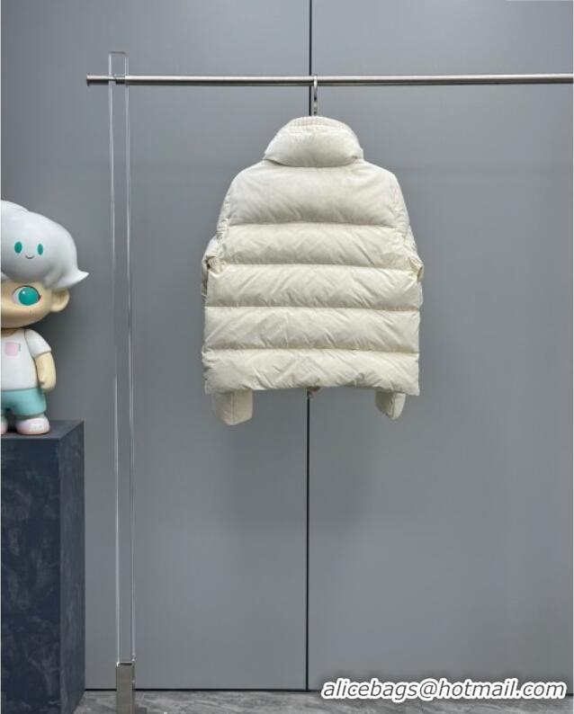 Good Taste Moncler White Down Jacket with Knit Collar 1219 White 2024