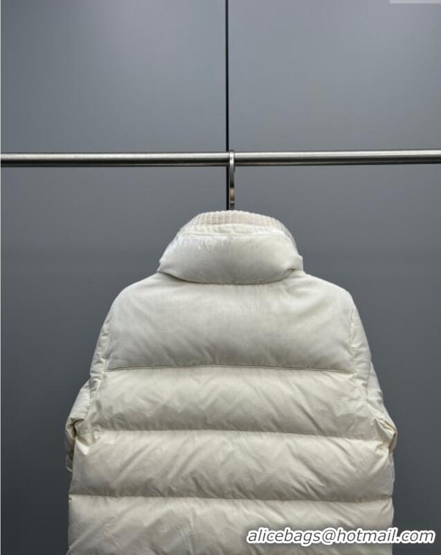 Good Taste Moncler White Down Jacket with Knit Collar 1219 White 2024